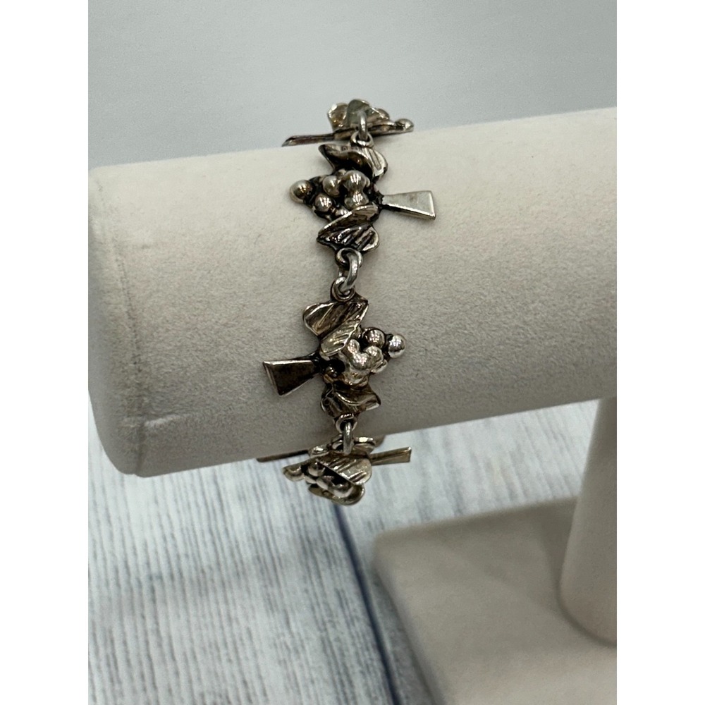 Taxco‎ Mexico 925 Sterling Silver Grape Vine Cluster Womens Bracelet 8"